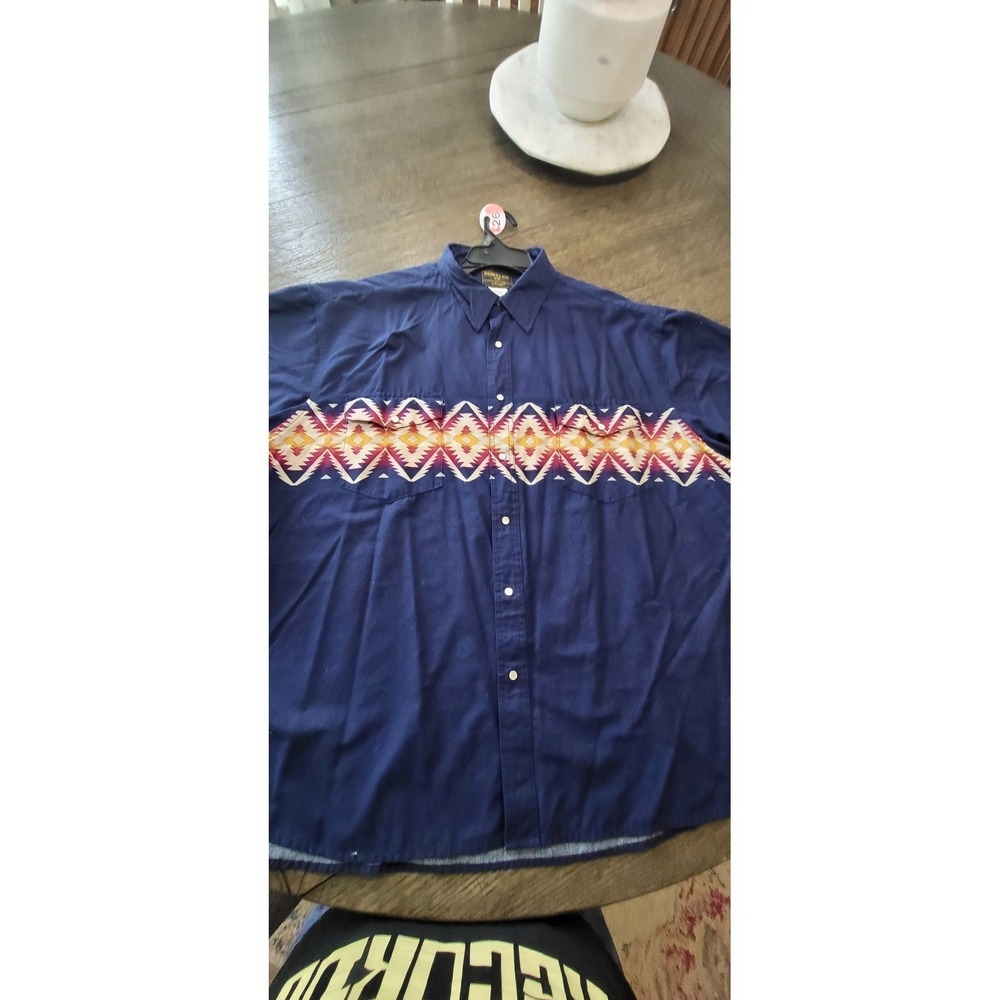 Vintage 80s Rustler Aztec Pearl Snap Shirt Mens 2XL Short Sleeve #26